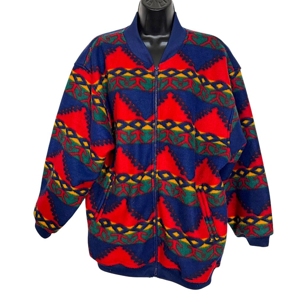 Vtg 90s Winterset Aztec Fleece Pullover Jacket Womens M Southwestern Gorpcore